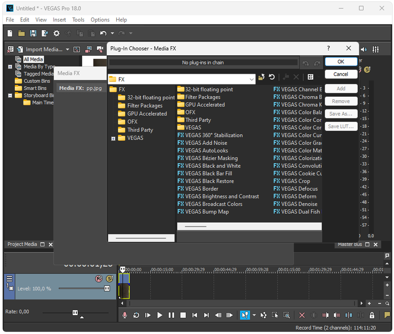 Эффекты в MAGIX Vegas Pro 18