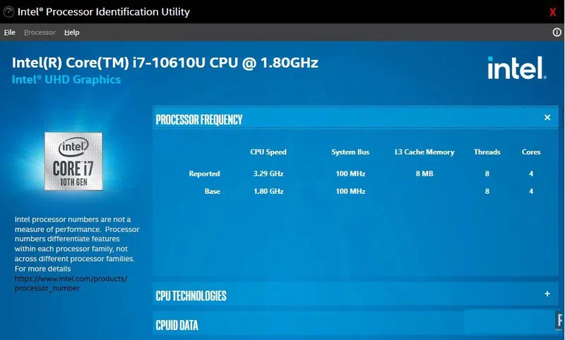 Intel Processor Identification Utility