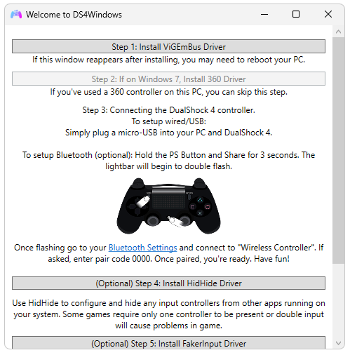 Настройка Ds4windows