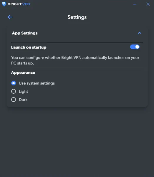 Настройки Bright VPN