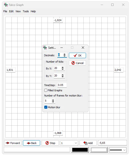 Настройки Falco Graph Builder