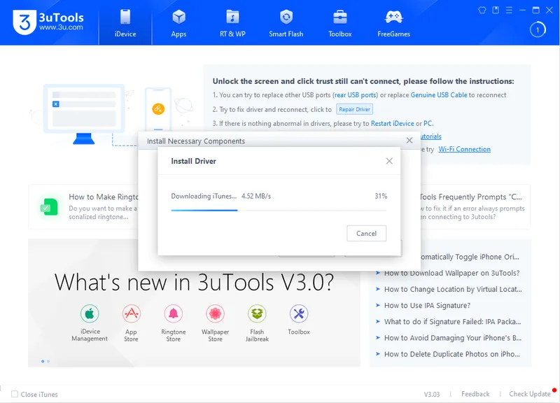 Работа с 3utools