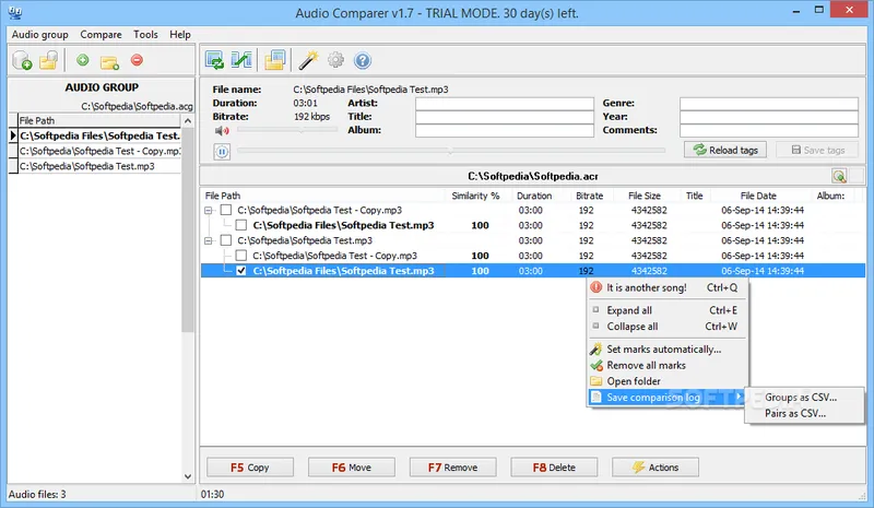 Работа с Audio Comparer