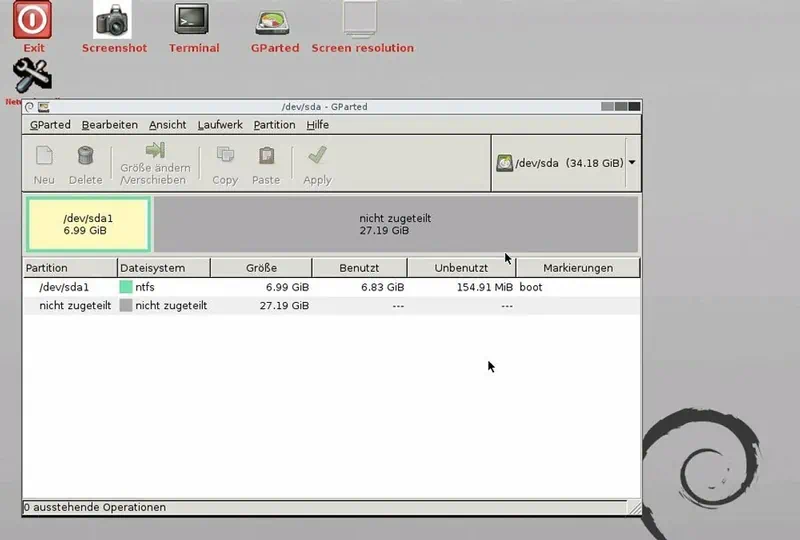 Работа с GParted LiveCD