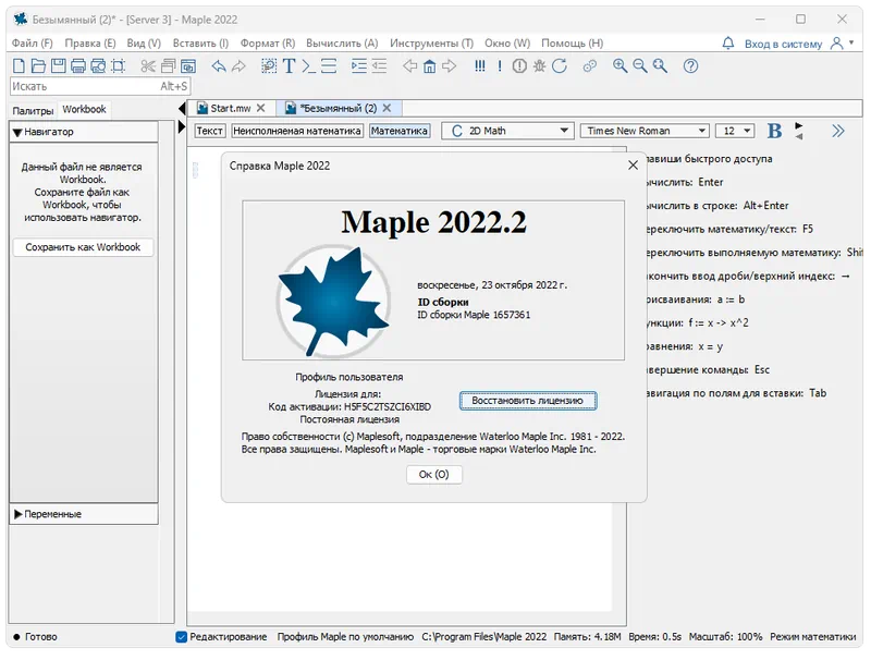 Работа с Maplesoft Maple