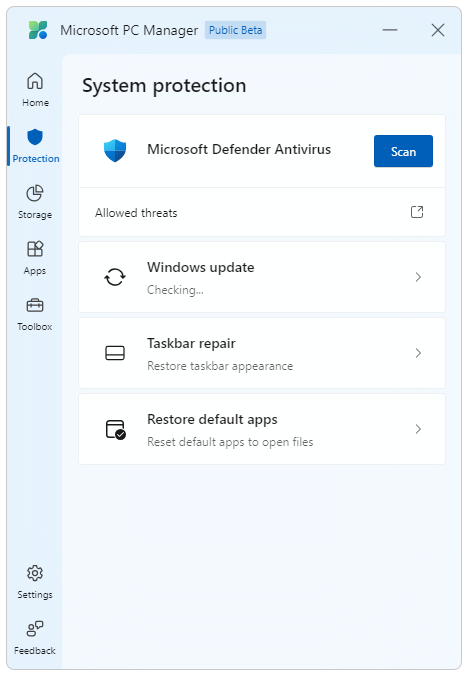 Работа с Microsoft Pc Manager