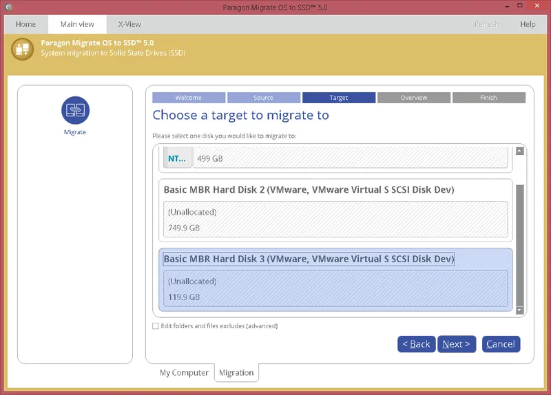 Работа с Paragon Migrate OS to SSD