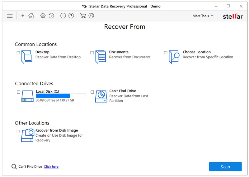 Работа с Stellar Phoenix Windows Data Recovery