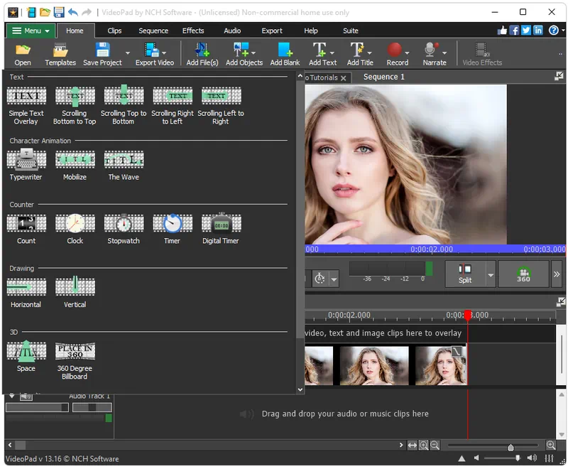 Работа с Videopad Video Editor