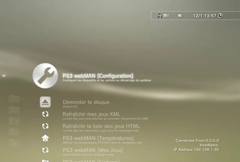Работа с webMAN MOD