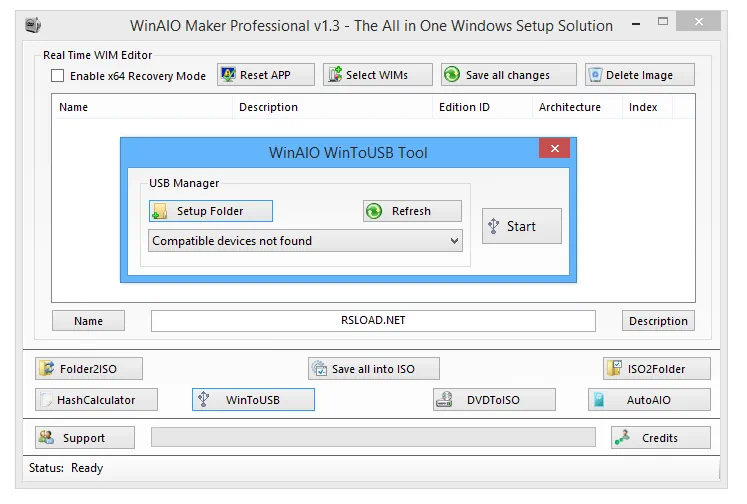 Работа с WinAIO Maker