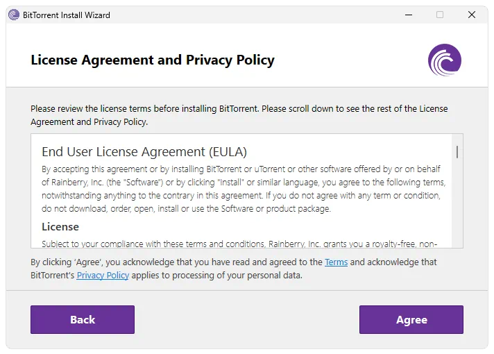 Установка BitTorrent