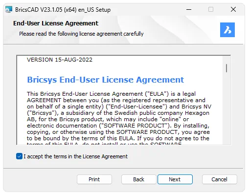 Установка BricsCAD