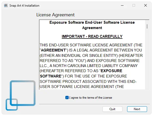 Установка Exposure Software Snap Art