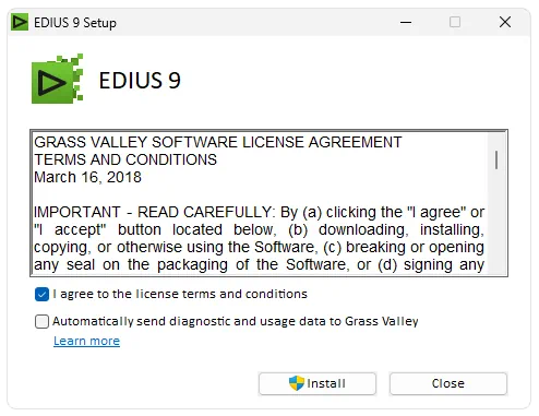 Установка Grass Valley EDIUS