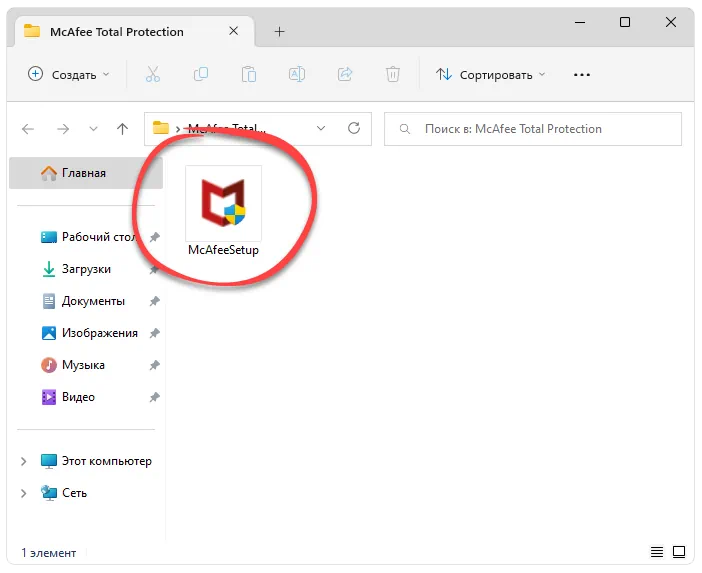 Установка McAfee Total Protection