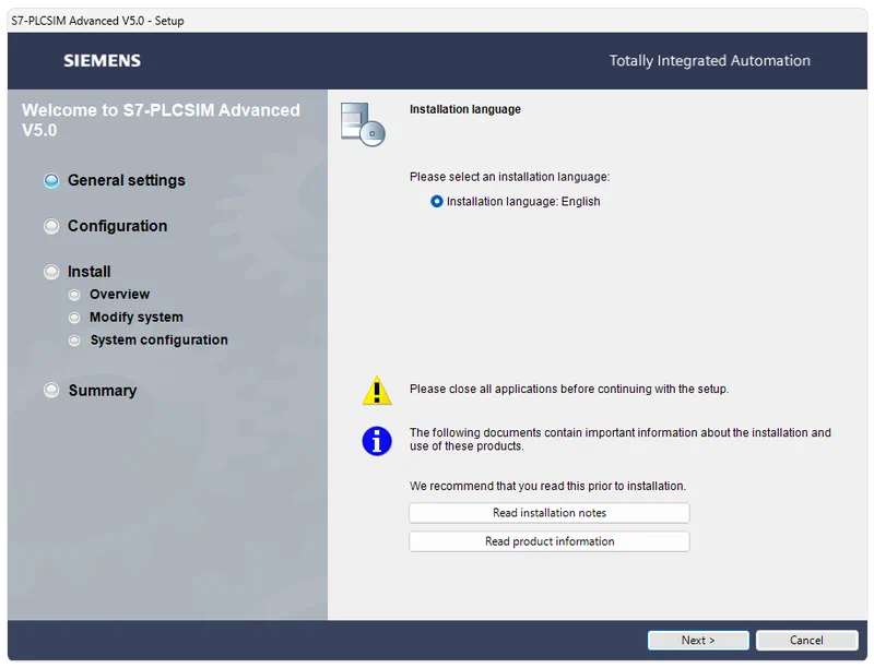 Установка Siemens Simatic TIA Portal