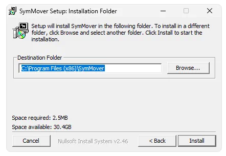 Установка SymMover