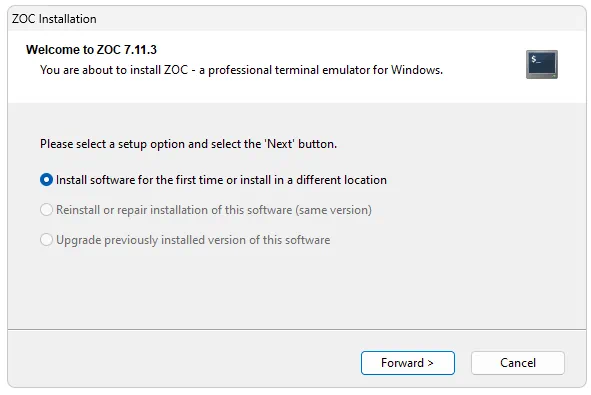 Установка Zoc Terminal