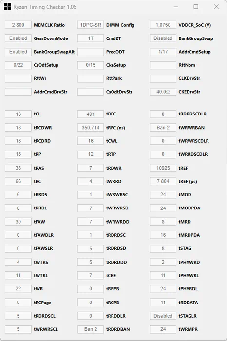 Внешний вид Ryzen Timing Checker